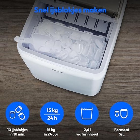 Luxe Ijsblokjesmachine - Met Deksel - Zelfreinigend - Kristalhelder - Horeca - Snel Klaar - 2.6L Reservoir - 150W van Luxe. — afbeelding 3