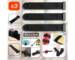 3 Stuks SPAN-ELASTIEK met ANTI-SLIP SILICONEN, Kleur ZWART