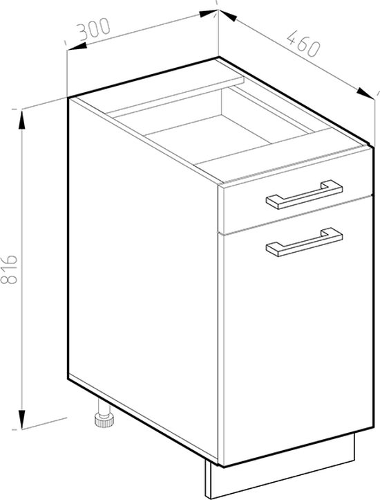Vicco R- Line Cuisine Meuble bas de cuisine – 30 cm, WB Anthracite Chêne doré puissant, WB Anthracite