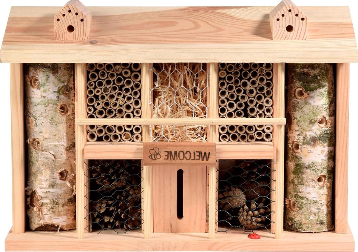 Alabama Insectenhotel nesthulp voor wilde bijen en insecten 44 x 135 x 30 cm massief hout tuin- en terrasinsectenopvangplaats