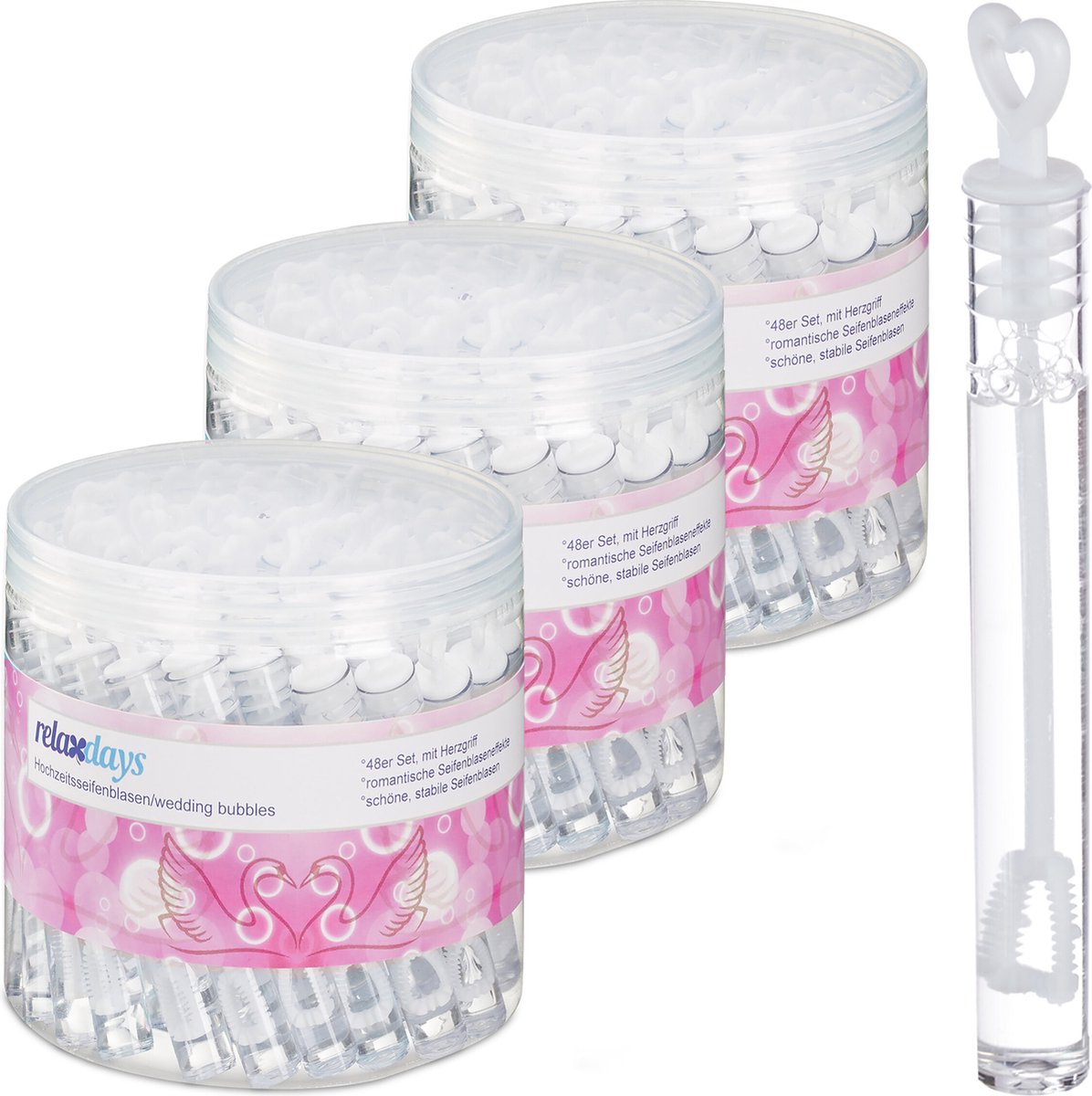 Relaxdays bellenblaas bruiloft set van 144 mini bellenblaas uitdeelcadeau klein