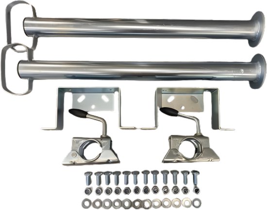 Set de pieds de support de remorque - Avec pinces - Avec matériel de montage - 48x600mm