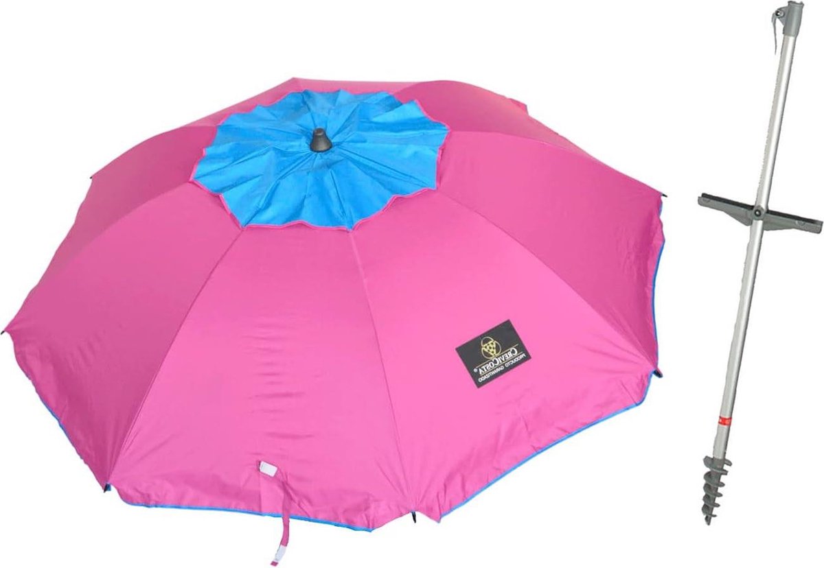 Bol.com 180 cm Parasol - Spiraal en handgrepen - 8 stangen - Roze aanbieding