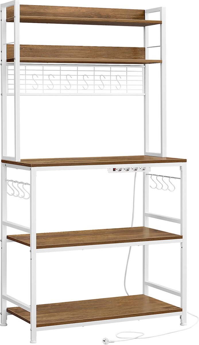Keukenplank – Met stopcontacten en roosterplaat in vintage bruin en wit
