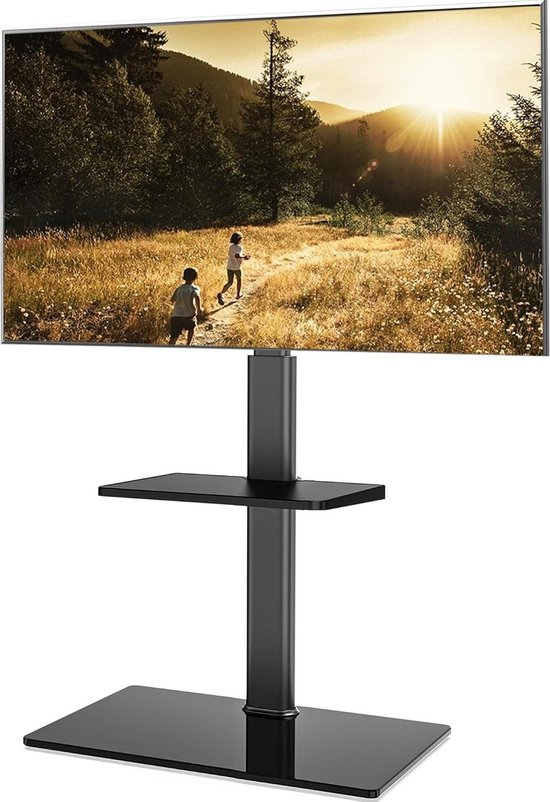 TV-standaard voor 32 tot 65 inch televisies tot 35 kg met kanteling, tv-beugel op standaard met 70 graden rotatie, max. VESA 400 x 400 mm