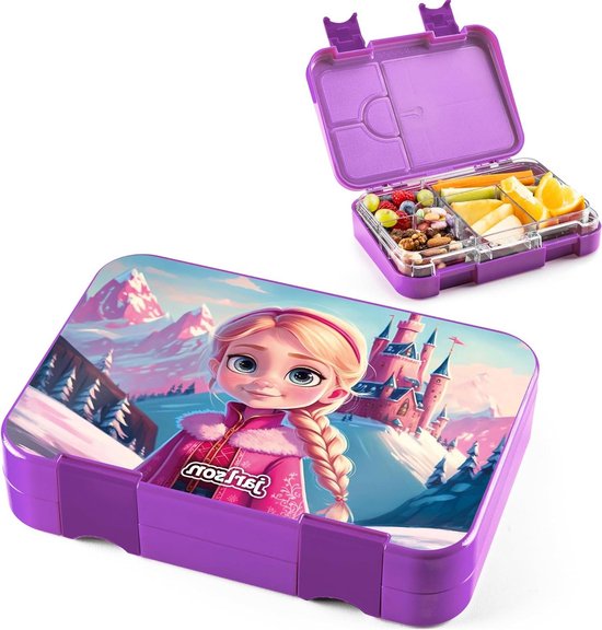 Jarlson Toni Broodtrommel Kinderen - 6 Vakken Bento Box Vos - Lekvrij En Vaatwasserbestendig