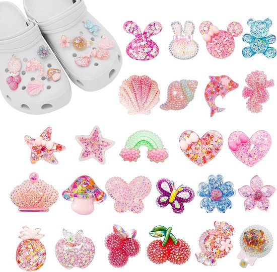 Foto: Bling schoenbedels kleurrijke hars bedels voor schoenen sieraden mode schoen decoratie tieners meisjes vrouwen 25 stks past klomp sandalen leuke clog charms party gift jibbitz charms voor crocs