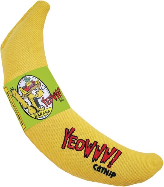 Foto: Yeowww banaan kicker catnip kattenkruid speeltje voor katten geel 18 cm