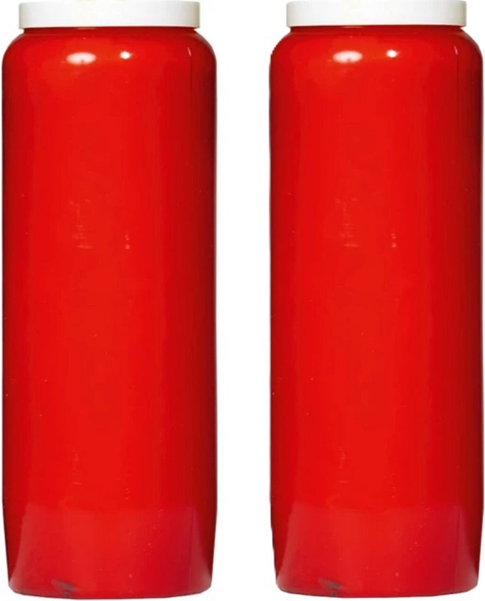 Enlightening Candles Enlighting candles grafkaars/gedenklicht - 2x - rood - 7 cm x 20 cm - 9 dagen - Noveenkaars - Gedenkkaars - Graflicht/herdenkingslicht