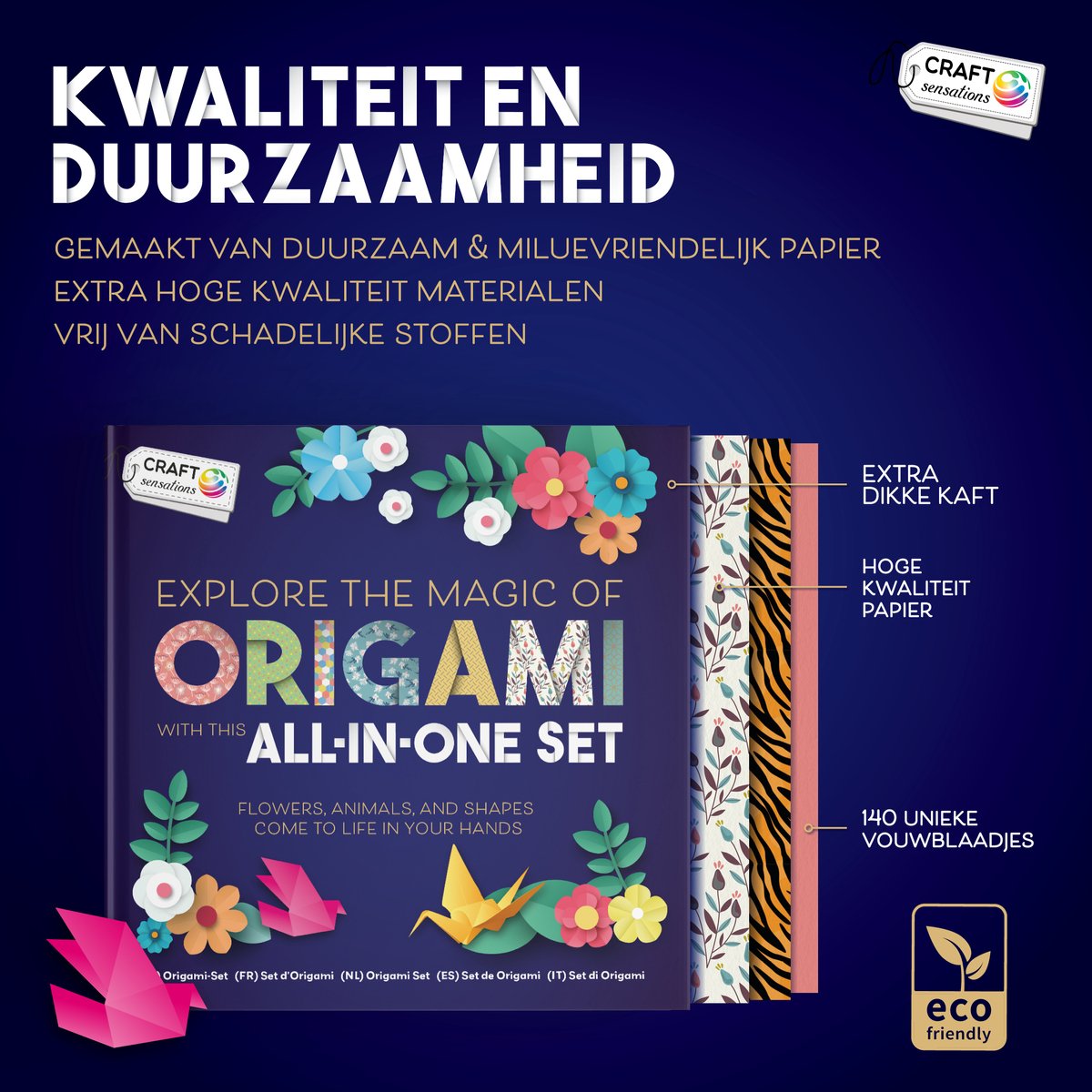 Origami Papier Boek Professioneel 140pcs - Origami boeken 16 x 16 CM - Vouwvoorbeelden van Dieren, Bloemen en Vormen - Knutselen Voor Kinderen en Volwassenen - Origami vouwen — afbeelding 2