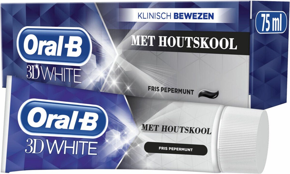 Oral-B Tandpasta 3D White Houtskool - 12 x 75 ml - Voordeelverpakking