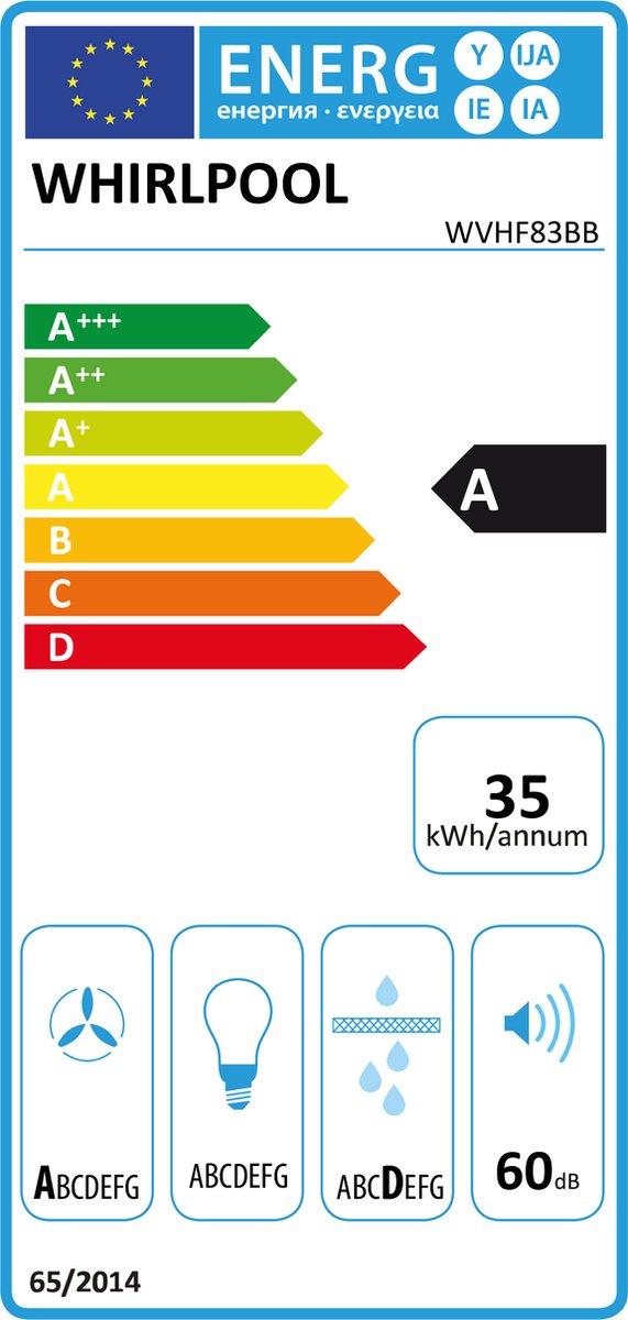 Whirlpool WVHF83BB Zwart Ingebouwd 83 cm Inductiekookplaat zones 4 zone(s) Inbouw afzuigkap