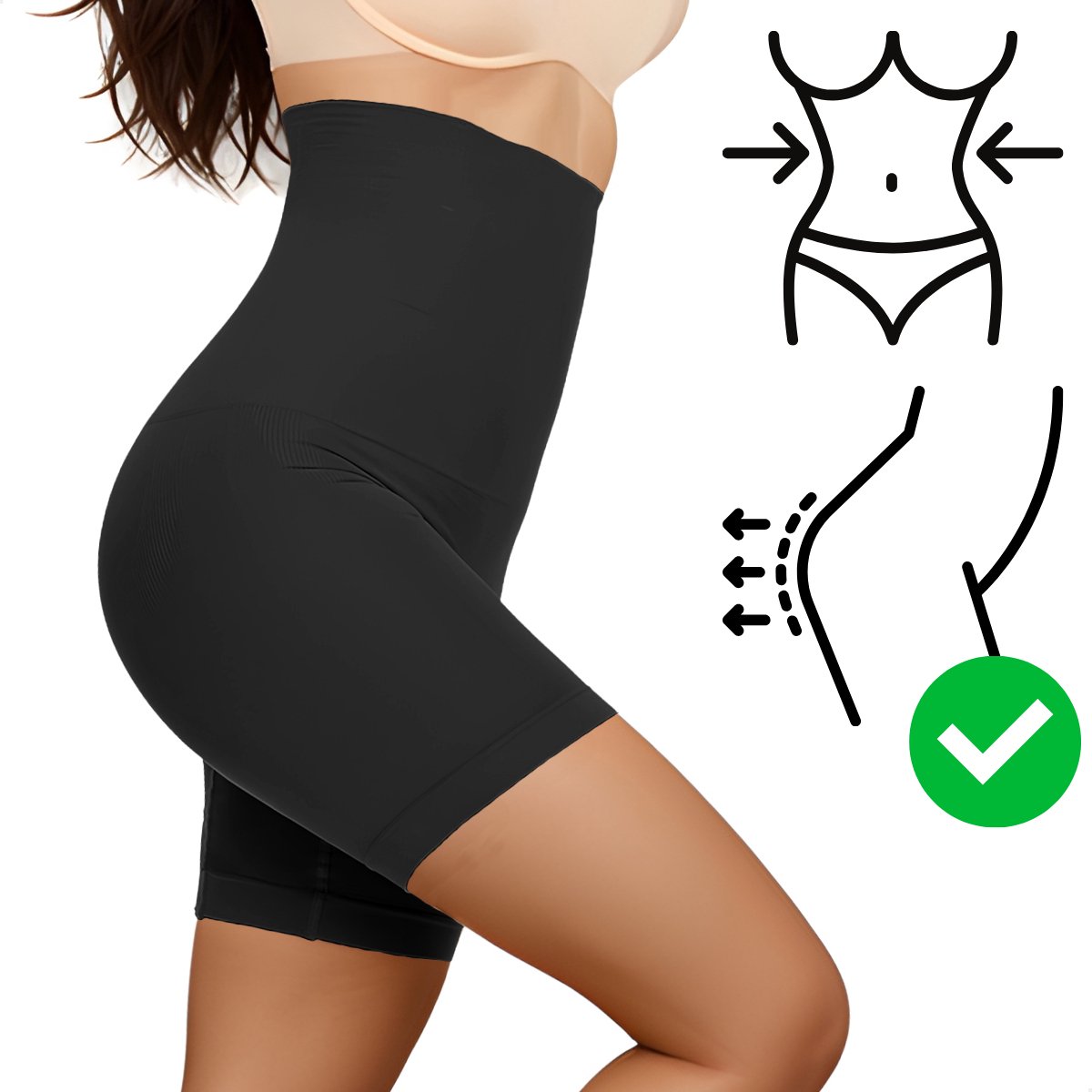 RENALUX - Corrigerend Ondergoed Dames - Corrigerend Broekje Dames - Zwart - Maat S