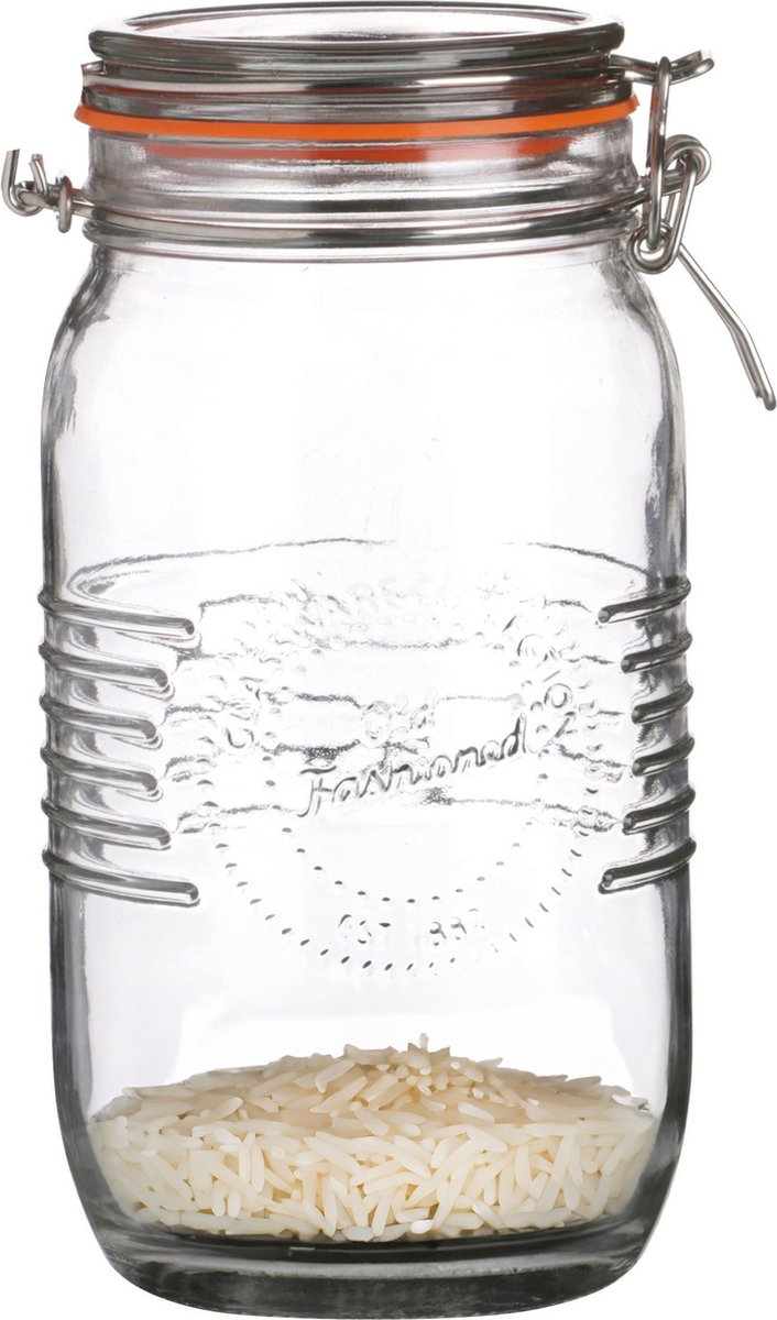 Urban Living Weckpot/inmaakpot - 1.5L - glas - met beugelsluiting - D14 x H22 cm