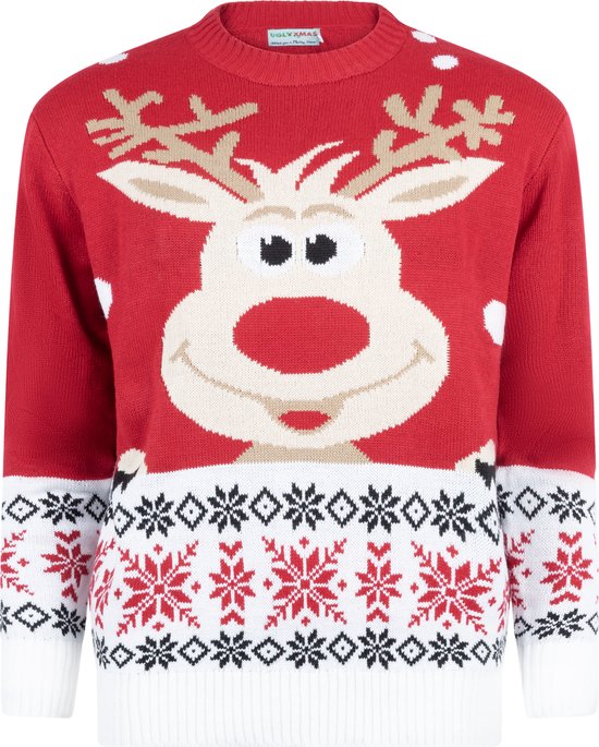 Foute Kersttrui Dames & Heren - Christmas Sweater "Rudolf" - Mannen & Vrouwen Maat S