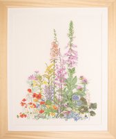 Thea Gouverneur - Borduurpakket met telpatroon - 554 - Voorgesorteerde DMC Garens - Amerikaanse Wilde Bloemen - Linnen - 50 cm x 67 cm - DIY Kit