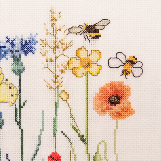 Thea Gouverneur - Kit point de croix avec grille - 577A - Fils DMC pré-triés - Fleurs sauvages - Aida - 20 cm x 26 cm - Kit DIY