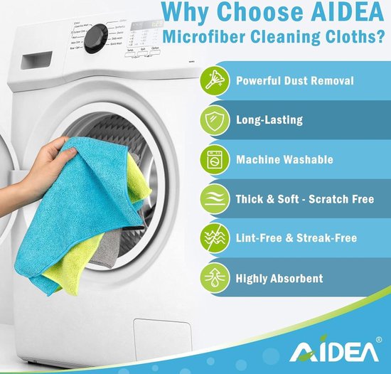 AIDEA Microvezeldoek, pluisvrije herbruikbare reinigingsdoeken, zeer AIDEA Microvezeldoek, pluisvrije herbruikbare reinigingsdoeken, zeer