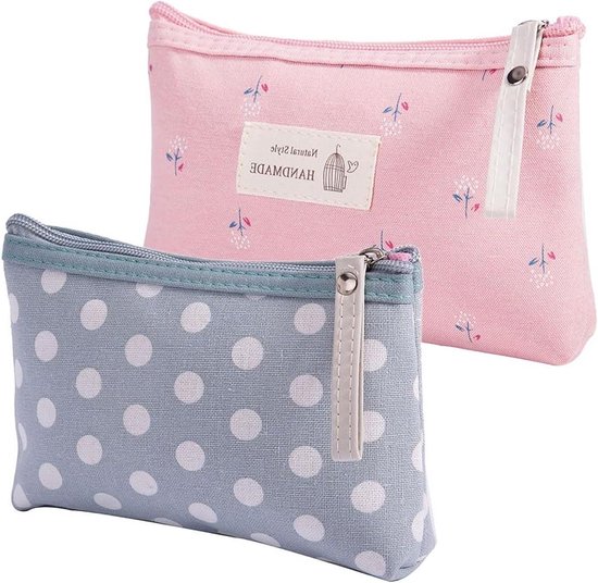 Kleine make-uptas, make-uptas voor dames, mini-cosmeticatas, corduroy, draagbare reis-toilettas voor toiletartikelen met ritssluiting, organizer, verjaardag (beige), A-roze, X-Small
