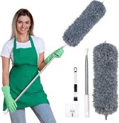 Set plumeau télescopique et Mini brosse de nettoyage de vitres – Manche en acier inoxydable – Longueur réglable – Dépoussiérage efficace – Pratique pour le nettoyage de la maison