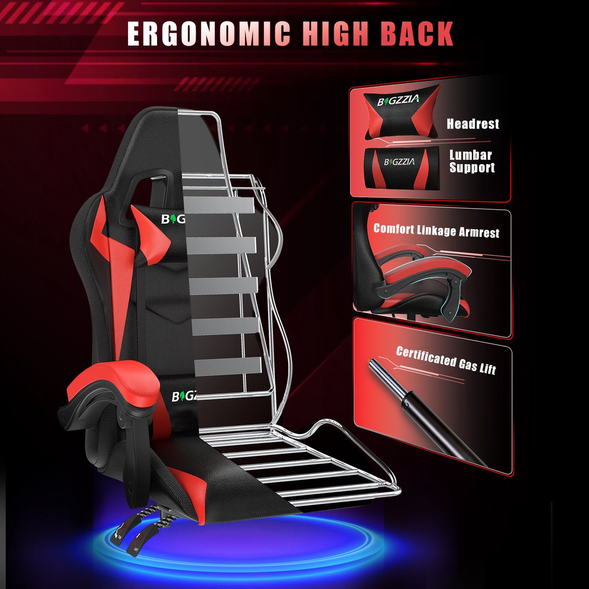 Gaming Ergonomische Bureaustoel met LED - afbeelding 3