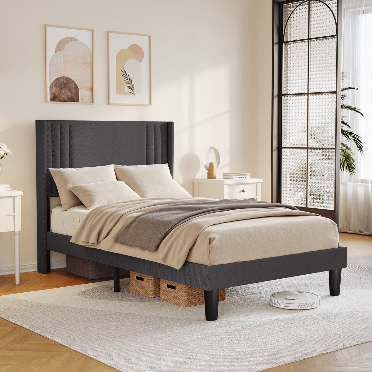 Bealife BF45 Bed - 120 x 200 cm - Hoofdbord en Lattenbodem - Donkergrijs