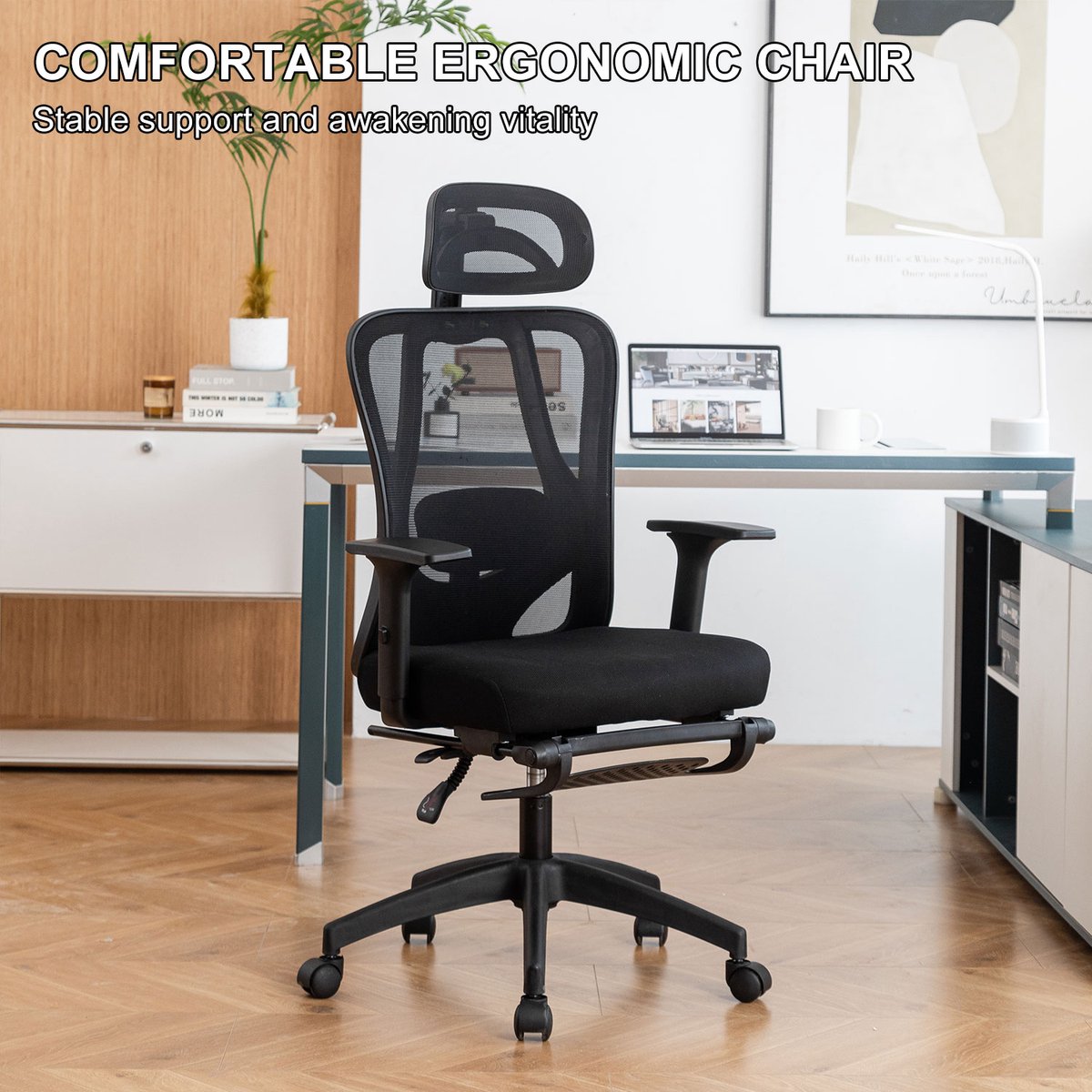 FOXSPORT Bureaustoel - Verstelbare hoofdsteun, armsteun, lendenkussen - met voetsteun - Computerstoel - Voor Gamen/Kantoor/Thuiswerken - met kledingrek - Office Chair - Ergonomische Gamestoel - Zwart – foto 6