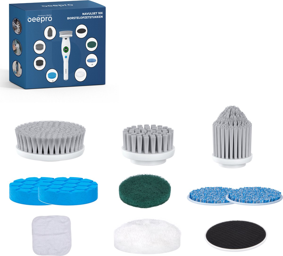 Goedkoopste Beepro® Navulset Schoonmaakborstel - Voor Elektrische Schrobber Beepro