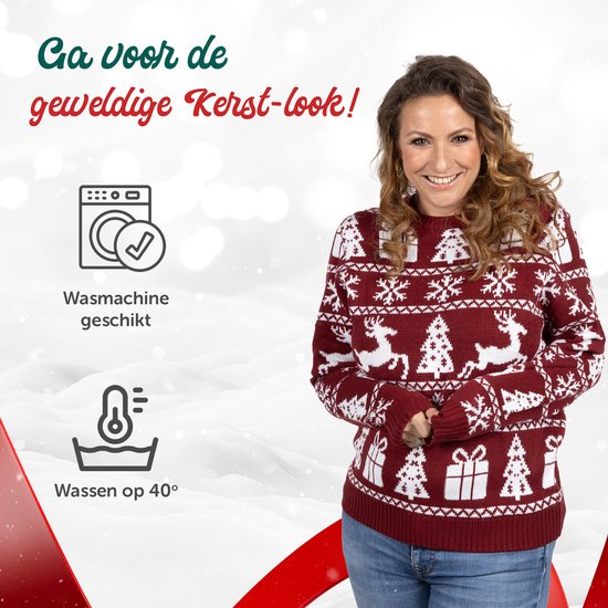 Wrong Pull de Noël Femme & Homme - Pull de Noël « Cosy Noël Bordeaux Rouge » - Homme & Femme Taille XXL - Sinterklaas - Noël - Cadeau de Noël