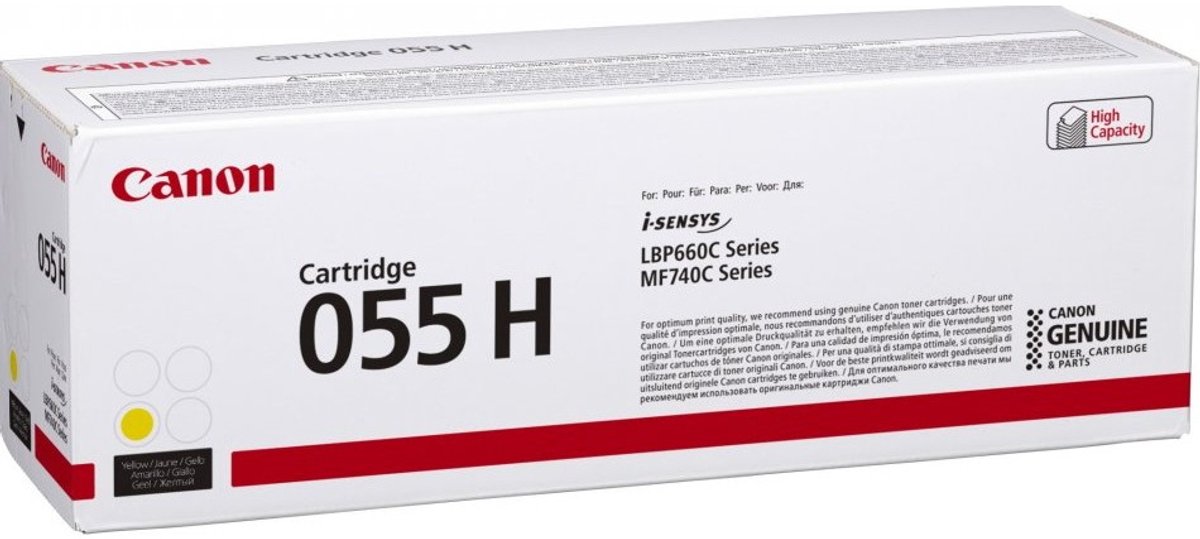 Canon 055 H - Hoge capaciteit - geel - origineel - tonercartridge - voor Color imageCLASS MF743; imageCLASS LBP664, MF745; i-SENSYS LBP664, MF742, MF744, MF746