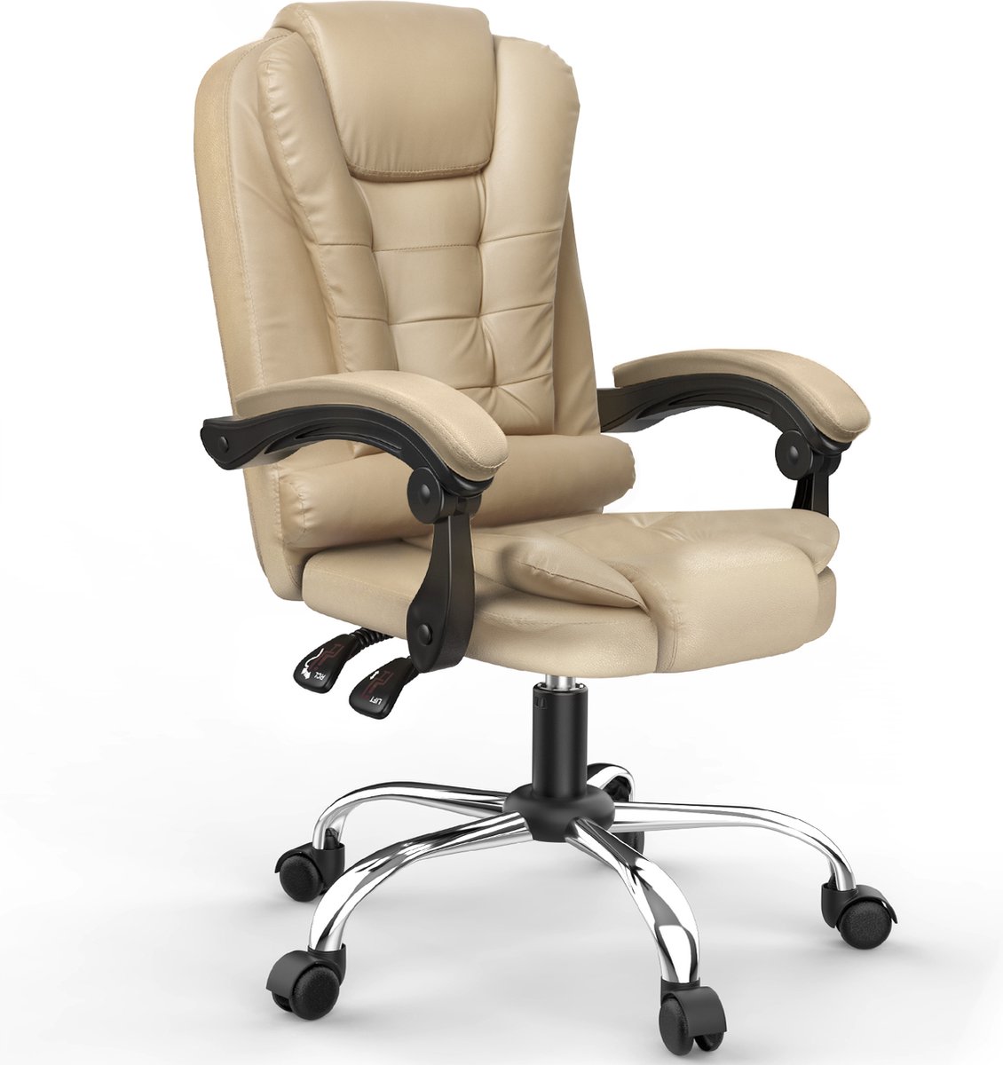 Ergonomische bureaustoel - Bureaustoel - In hoogte verstelbaar - Draaibaar Dubbele dikke vulling - Bruin - Ergonomische - €99,99