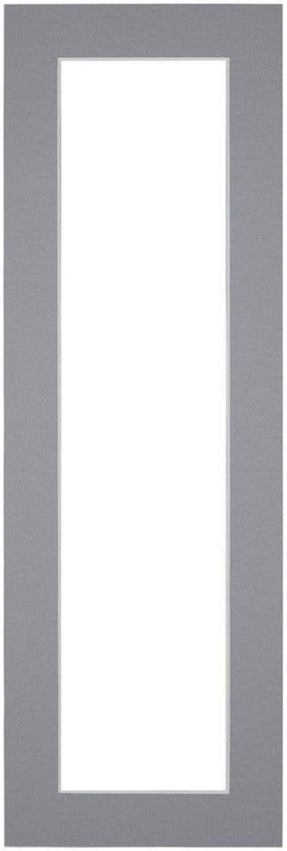 Passe-Partout Fotomaat 10x30 cm - Lijstmaat 20x60 cm - Grijs - Museumkarton - Fotolijst niet inbegrepen