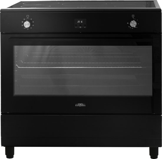 Everglades EVCK9225 - Inductiefornuis - Mat Zwart - 90CM - 10 Ovenstanden - Turbo Hete Lucht Oven - Digitale Timer - 5 Jaar Garantie