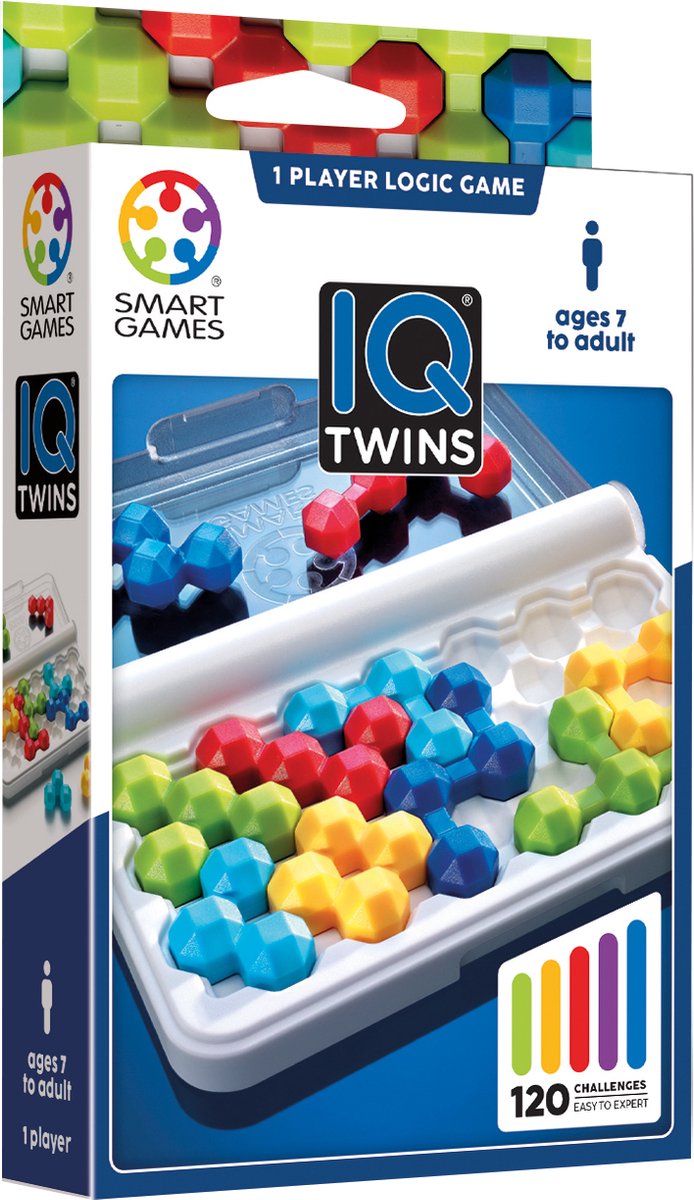 SmartGames - IQ Twins - 120 opdrachten - breinbreker - horizontaal, verticaal of diagonaal