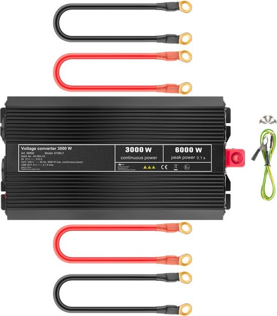 3000Watt zuivere sinusgolf auto-omvormer 12V 24V/48V/60V/72V DC naar 110V 220V omvormer Laagfrequente zonne-energieomvormer Converter voor gezins-RV Off Grid-zonnesysteem,48V to 110V