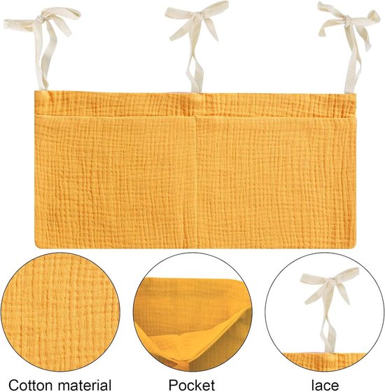 Babybedorganizer, hangende bedorganizer met 2 vakken, organizer, bijzetbed, baby, bedtas, speelgoedtas, opbergzakken voor bedden, voor luiers, kleding, speelgoed (roze