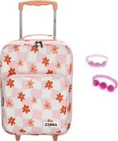 Bol.com Zebra Koffer Trolley Flowers Pink Joy - kinderkoffer - handbagage koffertje meisje + armbandje aanbieding
