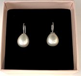 Boucles d'oreilles perles petites blanc crème / argent