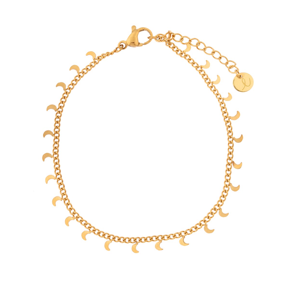 Essentialistics - Armband kleine maantjes - Volwassenen - Goudkleur - Stainless steel (verkleurt niet) - Verlengkettinkje