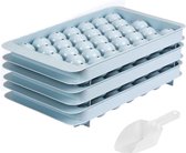 Mini bac à glaçons, porte-glaçons rond pour congélateur, glace, cocktail, whisky, thé, café, 3 x 99 pièces (3 bacs à glaçons bleus, seau à glace et cuillère à glace)