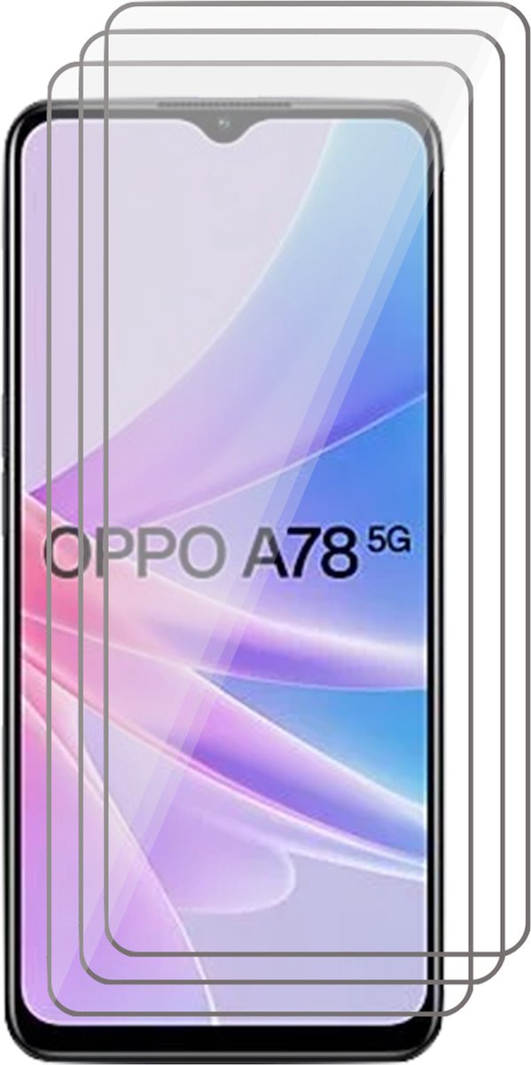Screenprotector geschikt voor Oppo A58 5G / A78 5G - 3x Glas Screen Protector