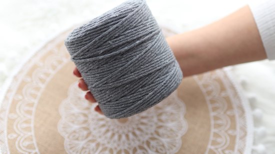 Netuno 1x Macramé garen bruin 5 mm 100 m Katoenen koord met polyester kern voor macramé knutselen Dikke garen