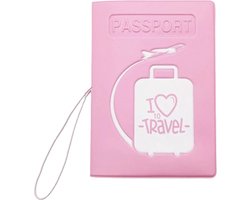Paspoort hoes - I love travel - Roze - Damesdingetjes