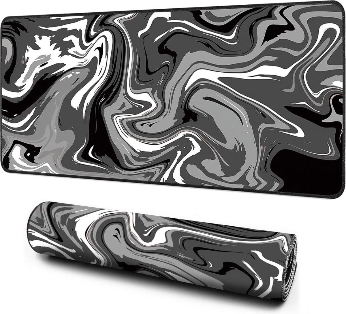 StayPowered Gaming Muismat XXL - Antislip Basis - Stijlvol Abstract Ontwerp - Zachte Muisbeweging - Geschikt voor Gaming en Kantoor - Extra Groot Formaat 80x30cm - Stevige Omzoomde Randen - Levering Sneller dan Aangegeven!!