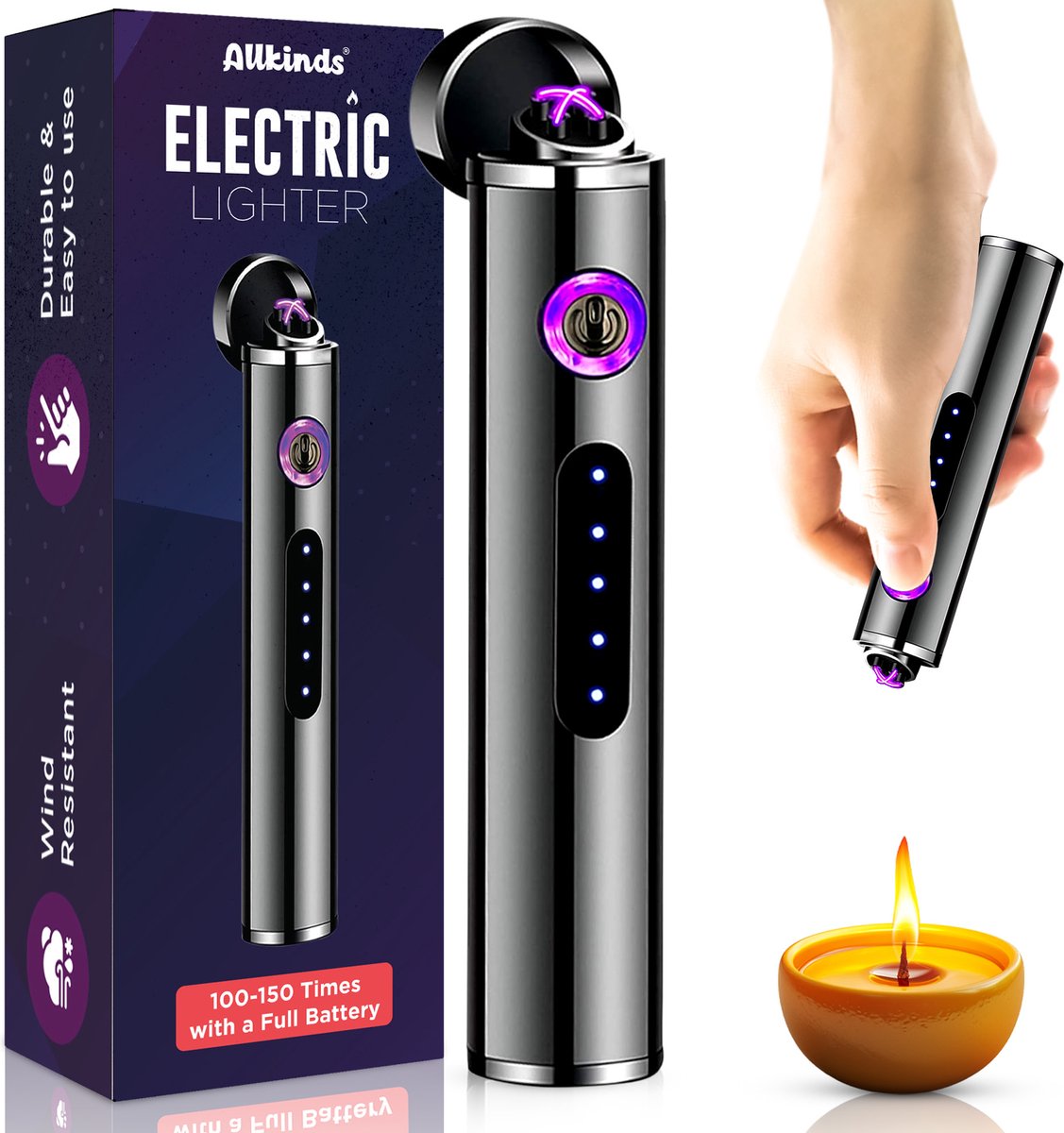 Goedkoopste Allkinds Korte Plasma Aansteker - Vlamloos, Keuken, Kaars, BBQ, Openhaard - Vuurwerk aansteker, Elektrische aansteker - USB oplaadbaar