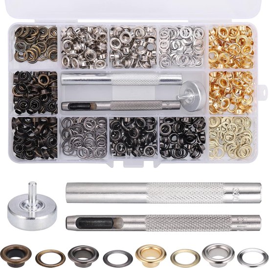 Foto: Zocipro oogjesponsset 400 5 mm doorvoertules oogjes kit met perforatorgereedschap metalen doorvoergereedschapset voor stof leer schoenen tas canvas riem doe het zelf ambachten binnendiameter