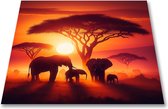 Protection induction Papillon - Tapis de protection antidérapant - 60x60 - Éléphants au lever du soleil