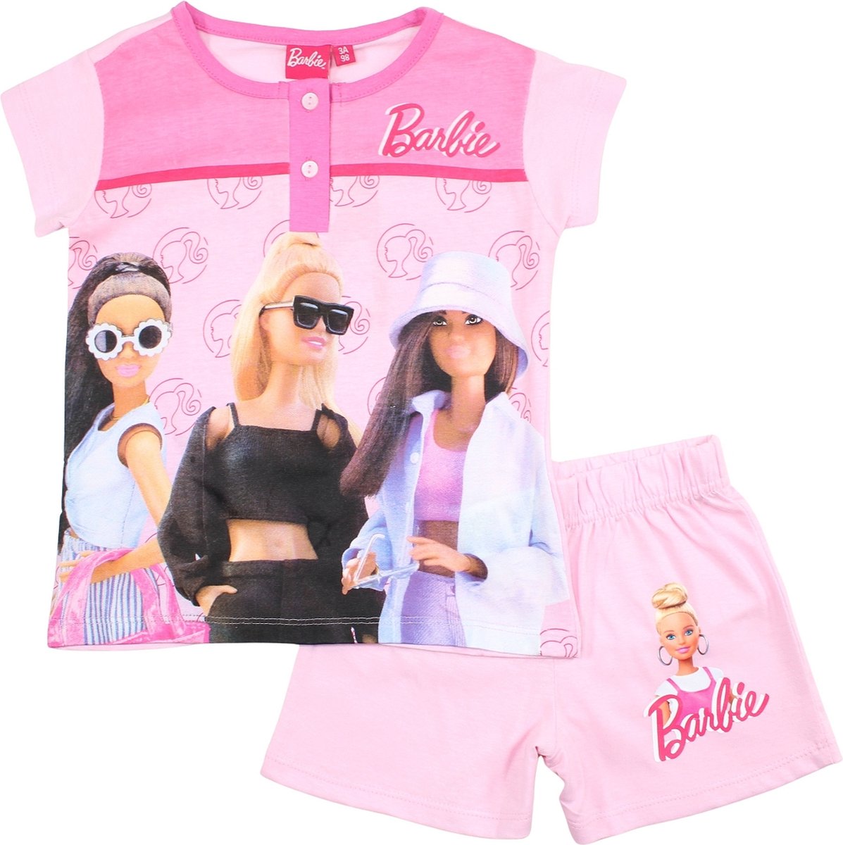 Barbie shortama/pyjama katoen roze maat 98