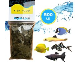 Aqua-Loui® - Visvoer - Tropisch Vissenvoer - Spirulina - Vlokken (Flakes) - Visvoer Aquarium - Geschikt Voor Alle Maten Zoetwater & Zoutwater Vissen - 500ml
