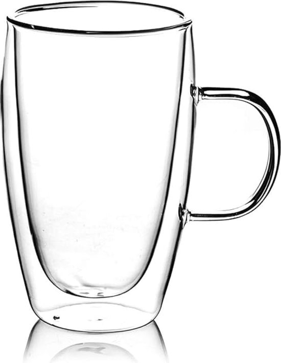 KADAX Koffieglazen 460ml, set van 6, theeglazen van glas, glühweinglazen, drinkglazen voor thee, koffie, Irish Coffee, koffiekopjes met handvat, cappuccino glazen, dessertglazen